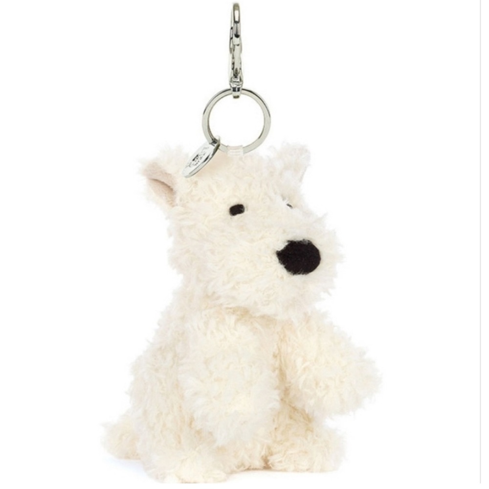 NEW Jellycat Munro Scottie Dog Bag Charm 6x3" NWT comes in blue Jellycat pouch